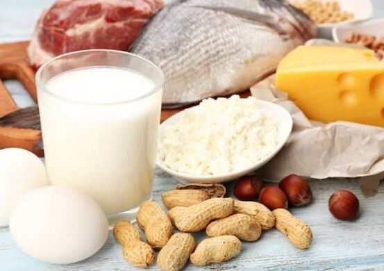 Dairy products, fish, meat, nuts and eggs - protein diet diet
